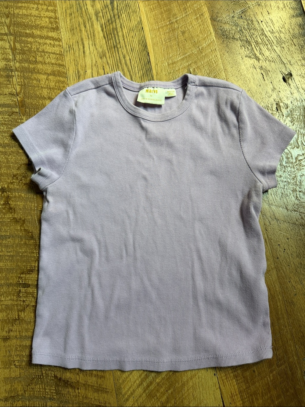 Maeve Lavender Ribbed Short Sleeve Tee
